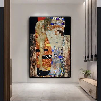 Umenie, Obrazy Troch Vekových kategórií Ženy, Gustav Klimt Olej Maľovanie na Stenu Umelecké Plátno Rámovanie Plagátov Obývacia Izba maľovať Obrázky