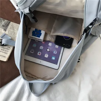 Unisex Solid Farba Nylon Vložiť Batoh Pracky kórejský Multi-vrecko Cestovná Taška College Páry Notebook Batoh Veľké Aktovka