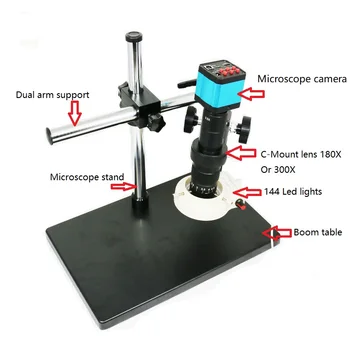 Univerzálne rameno podporu stojan 14MP HDMI USB Priemyselné digitálny Mikroskop Fotoaparát 10X 180X 300X Nastaviteľné priblíženie C-Mount objektív