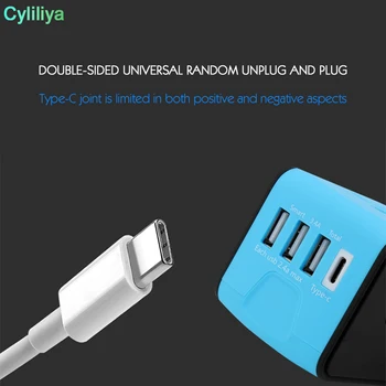 Univerzálny All-in-one USB Travel Adaptér, Napájací Adaptér s 3-port USB 1 Typ C prenosné Nabíjačky Sieťovej Zásuvky, Zástrčky 20pcs