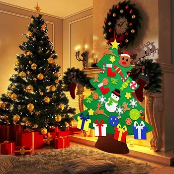 Urob si sám Cítil Vianočný Stromček s 31Pcs Ozdôb 3.2 Ft Rodina 3D Falošné Vianočný Strom pre Deti, Batoľatá Domov Dvere, Okno, Stenu Vianočné De 13895