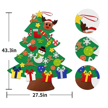 Urob si sám Cítil Vianočný Stromček s 31Pcs Ozdôb 3.2 Ft Rodina 3D Falošné Vianočný Strom pre Deti, Batoľatá Domov Dvere, Okno, Stenu Vianočné De