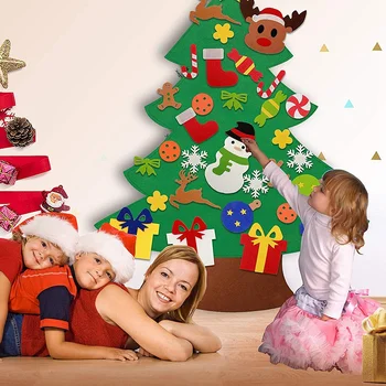 Urob si sám Cítil Vianočný Stromček s 31Pcs Ozdôb 3.2 Ft Rodina 3D Falošné Vianočný Strom pre Deti, Batoľatá Domov Dvere, Okno, Stenu Vianočné De