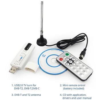 USB 2.0 a Digitálny DVB-T/T2 SDR+DAB+FM TV Tuner HDTV Prijímač Stick 1881