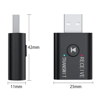 USB Stereo Hudby Adaptér Bezdrôtovej siete 2 v 1, Bluetooth 5.0 Dongle, 3.5 mm AUX Bezdrôtový Stereo Audio Vysielač, Prijímač