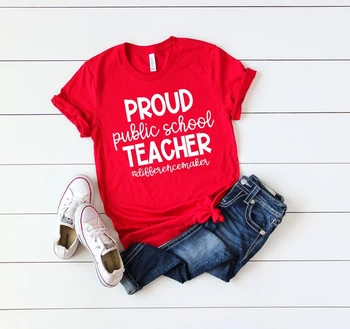 Učiteľ Košele Hrdý Verejné Školy Učiteľ Učiteľ Tím Košele RedforEd Nosiť Červenú Ed Rozdiel Maker O252