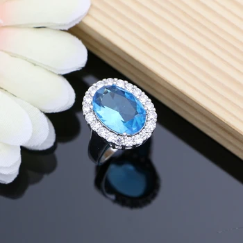 Ušľachtilý Lady 925 Sterling Silver Šperky Sady Sky Blue Austrálsky Crystal pre Ženy, Náušnice, Náhrdelník Auta Strany Dropshipping