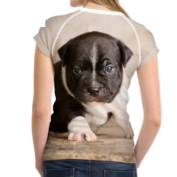 V pohode Zvierat Americký Stanffordshire Bull Teriér Tlač ženské Tričká Značky Oblečenie O Krk Krátke Tees Fit T-shirt 2837