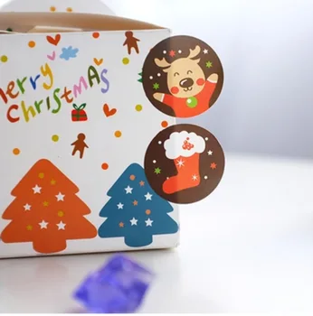 Veselé Vianoce Nálepky Vianočný Stromček Elk Candy Bag Tesnenie Nálepky Vianočné Darčeky Box Štítky Dekorácie Nový Rok 2021