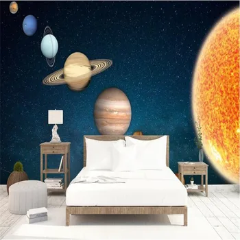 Vesmír Galaxy Zemi Tému Priestor Stenu Papier 3D detská Izba Pozadí nástenná maľba Tapety pre Deti Izba Stenu Papiere Domova