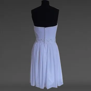 Vestido De Noivas 2020 bez Rukávov Šifón Milú Koleno dĺžke Zips A-line Pravidelné Prírodné Vintage Krátke Svadobné Šaty