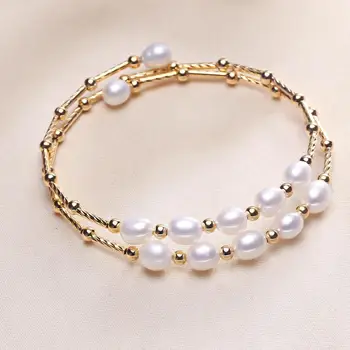 VEĽKOOBCHOD HOT LACNÉ Sladkovodné Skutočný Prírodný Perlový Náramok Náramok pre Ženy Lady Krásne Šperky Strany Darček 10pcs/veľa