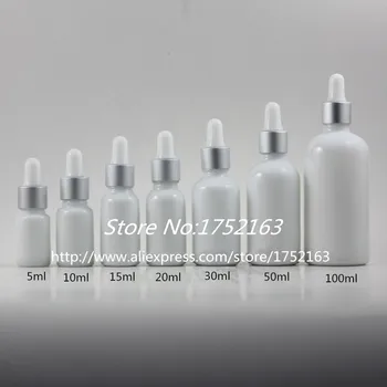 Veľkoobchod s 10 ml biele sklenené fľaše so striebrom golier,Esenciálny olej fľaše,Sklo kvapkadla fľaše,Sérum fľaše 50pcs/veľa 30911