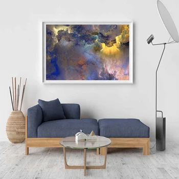Veľká veľkosť Tlače olejomaľba domov abstraktné modrá hnedá cloud umenia, tlače Obrázku Pre Obývacia Izba maľovanie Bez Rámu