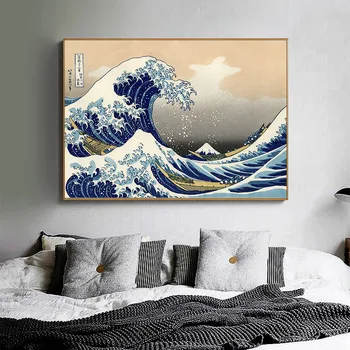 Veľká Vlna Kanagawa Ukiyoe Japonské Umenie Plagátu Vintage Nástenné Plátno Tlačiť Slávny obraz Obývacia Izba Dekorácie Obrázok 5781