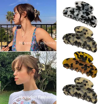 Veľké Accetate Leopard Tlač Akryl sponky do vlasov Vlasy Klip Krab Sušič na Pazúry pre Ženy, Dievča Vlasy Príslušenstvo Headdress Strany Dary