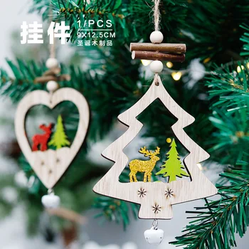 Vianočné Dekorácie Farebné Kresby Anjel Drevené Remeslá Bell Závesné Dekorácie Na Vianočný Stromček Prívesok