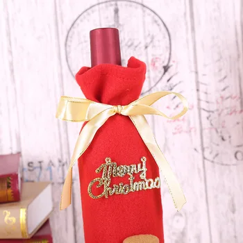 Vianočné dekorácie pre domov Santa Claus elk fľaša červeného vína kryt Vianočné handričkou fľaša vína package taška Vianočné produkty