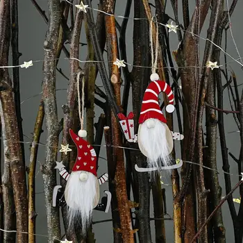 Vianočné Drevené Prívesok Santa Claus Drží Darček Starších Strom Star Visí Xtmas Anonymný Dreva Lesných Box Ornament
