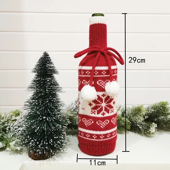 Vianočné Fľaša Červeného Vína Taška Vianočný stromček Vzor Fľaša Šampanského Puzdro Vianočné Ozdoby Pre Domácnosť Strany Dovolenku 19162