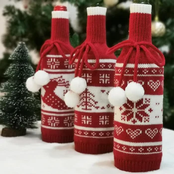 Vianočné Fľaša Červeného Vína Taška Vianočný stromček Vzor Fľaša Šampanského Puzdro Vianočné Ozdoby Pre Domácnosť Strany Dovolenku