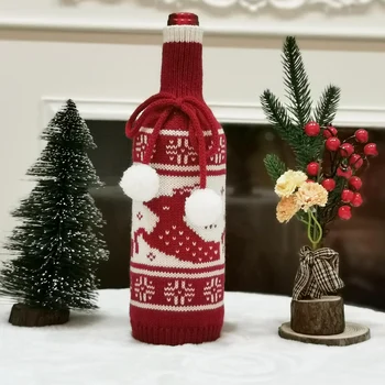 Vianočné Fľaša Červeného Vína Taška Vianočný stromček Vzor Fľaša Šampanského Puzdro Vianočné Ozdoby Pre Domácnosť Strany Dovolenku