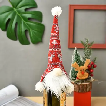 Vianočné Gnome Šampanské Fľaša Červeného Vína Vňaťou Kryt švédsky Tomte Dekorácie 667A