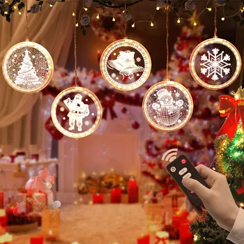 Vianočné Ozdoby Diaľkové Ovládanie Závesné LED Reťazec Svetlo Okno Opony Dekoratívne Lampy Pásy Strany Home Decor