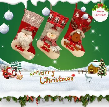 Vianočné Ponožky Vianočné Ozdoby Veľká Darčeková Taška Darček Cukríky Ponožky