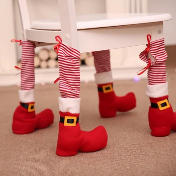 Vianočné Ponožky, Výzdoba Stolov A Stoličiek Nohy Zahŕňa Non-slip 1PC Zábavné DIY Vianočné Stolička, Nohy Kryt Vianoce 21076