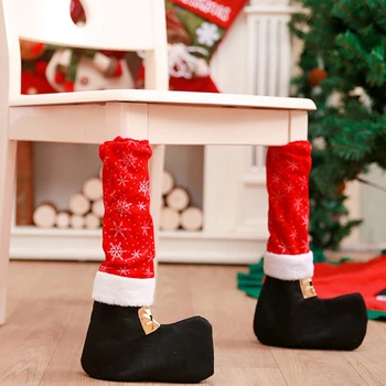 Vianočné Ponožky, Výzdoba Stolov A Stoličiek Nohy Zahŕňa Non-slip 1PC Zábavné DIY Vianočné Stolička, Nohy Kryt Vianoce