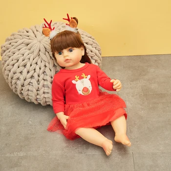 Vianočné Reborn Baby Doll Hračky 55 CM celého Tela Silikónové Batoľa Dievča Bábiky DIY Dlhé Vlasy Playmate Hračky pre Deti Darček k Narodeninám