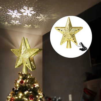 Vianočné Treetop LED Svetlo, Vianočné Dekorácie Prívesok Rotujúce LED Osvetlenie na batériový Vianoce Treetop Zlato Vianoce