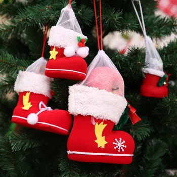 Vianočný Stromček, Ozdoby, Dekorácie, Vianočné Hrnú Topánky Topánky Candy Málo Topánky Deti Vianočné Dekorácie Ponožky Zavesenie