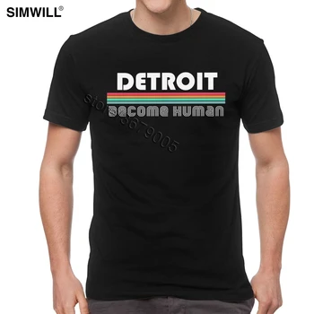 Vintage Detroit Stať Ľudského T Shirt pánske Vytlačené Na Bavlna Tee Kolo Golier Tričko Krátky Rukáv Klasické List Vytlačiť T-Shirt