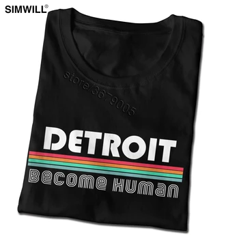 Vintage Detroit Stať Ľudského T Shirt pánske Vytlačené Na Bavlna Tee Kolo Golier Tričko Krátky Rukáv Klasické List Vytlačiť T-Shirt