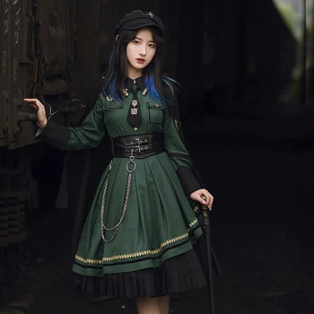 Vintage Lolita Šaty Antického Viktoriánskej Šaty pre Ženy Kostým Jeseň, Zima v Pohode Dievča retro námorník golier vysoký pás cosplay