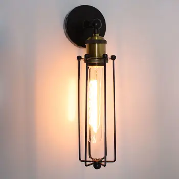 Vintage Priemyselné LED Nástenné svietidlo Retro Podkrovie Steny Žiarivky E27 Železa Tienidlo Lampy Klietky Stráže Sconce Vnútorné Osvetlenie Osvetlenie Wandlamp
