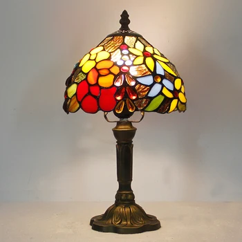 Vintage Retro vitráže stolná Lampa 110V 220V Ruže Kvet Dizajn výtvarné Umenie Tiffany Spálňa Svetla Dekorácie S Plug-in 48176