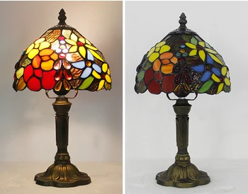Vintage Retro vitráže stolná Lampa 110V 220V Ruže Kvet Dizajn výtvarné Umenie Tiffany Spálňa Svetla Dekorácie S Plug-in