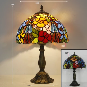 Vintage Retro vitráže stolná Lampa 110V 220V Ruže Kvet Dizajn výtvarné Umenie Tiffany Spálňa Svetla Dekorácie S Plug-in