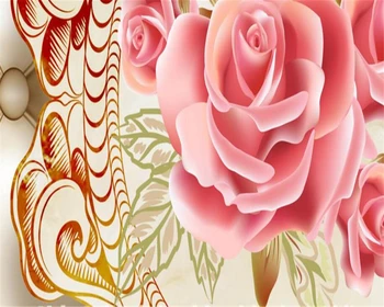 Vlastné Akejkoľvek veľkosti vysoko kvalitné 3D tapeta ruže Európskej vzor plastický podklad steny tapety nástenné maľby papier beibehang 46980
