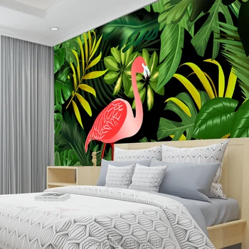 Vlastné Banán Leaf Plameniakov Foto nástenná maľba 3d Tapeta Pre Obývacia Izba Dekorácie, Doplnky Samolepky na Stenu Domova Pozadí