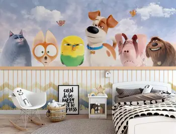 Vlastné foto nástennú maľbu, tapety 3d Nordic minimalistický cartoon zvierat detí domu pozadí na stenu