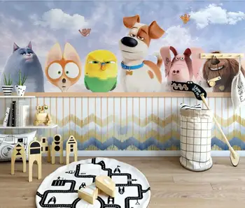 Vlastné foto nástennú maľbu, tapety 3d Nordic minimalistický cartoon zvierat detí domu pozadí na stenu