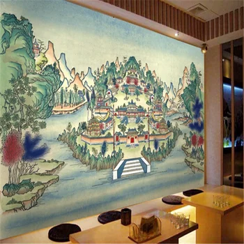 Vlastné Japonský štýl ukiyo-e elegantná atmosféra Golden House krajiny tapety 3d nástenná maľba Priemyselné Dekor nástenná maľba na stenu papiere 31066