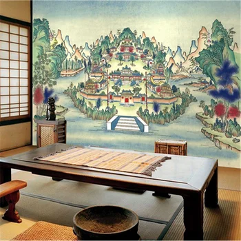 Vlastné Japonský štýl ukiyo-e elegantná atmosféra Golden House krajiny tapety 3d nástenná maľba Priemyselné Dekor nástenná maľba na stenu papiere