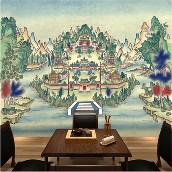 Vlastné Japonský štýl ukiyo-e elegantná atmosféra Golden House krajiny tapety 3d nástenná maľba Priemyselné Dekor nástenná maľba na stenu papiere