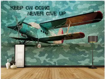 Vlastné tapetu 3d nástennú maľbu na stene druhej Svetovej Vojny lietadla nostalgické retro pozadí steny foto tapety na steny 3 d