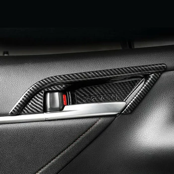 Vnútorné kľučky Dekorácie Kryt ABS Dvere Miska Výbava Nálepky Uhlíkových Vlákien Štýl pre Toyota Camry 2018-2020 s Logom